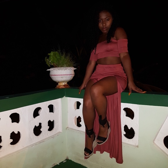 Maxi Skirt Set w/ Side Slits - Peach - Picture 1 of 5